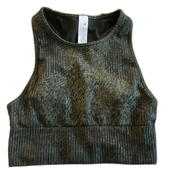 Lululemon Ebb to Train High Neck Longline Sports Bra in Rainforest Green Size 4 - Picture 1 of 3